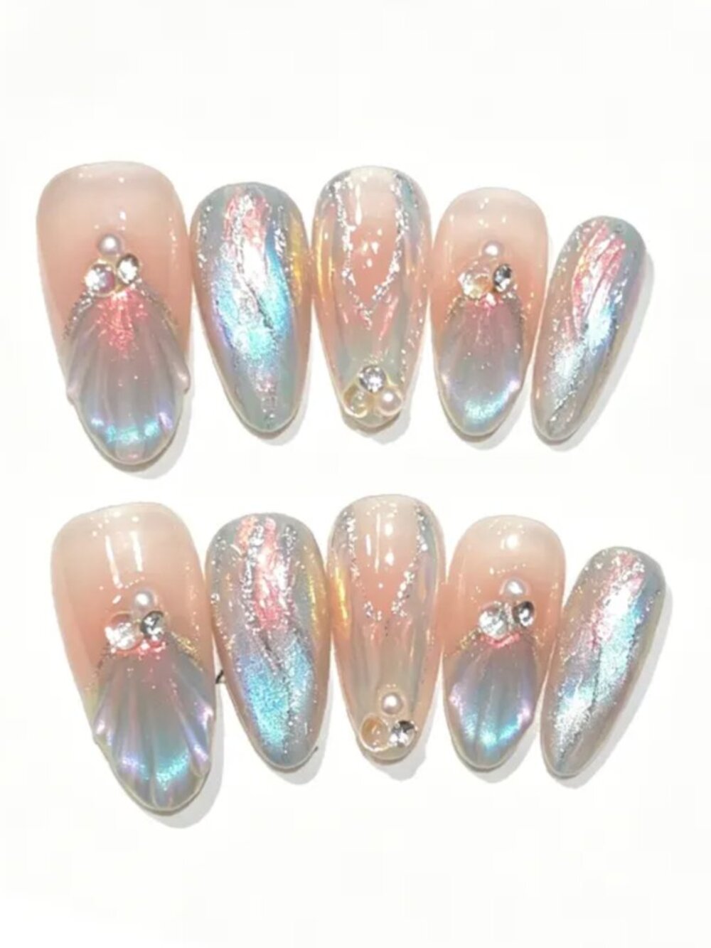 Mermaid Iridescent Press On Nails